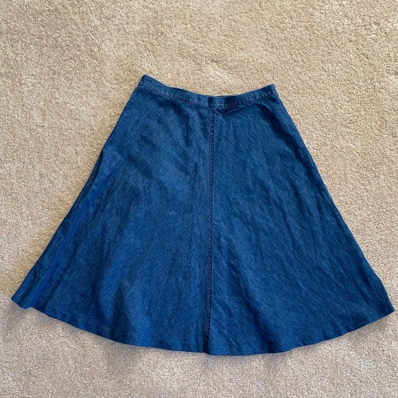 Zara denim chambray midi a-line full skirt L - Picture 2 of 8